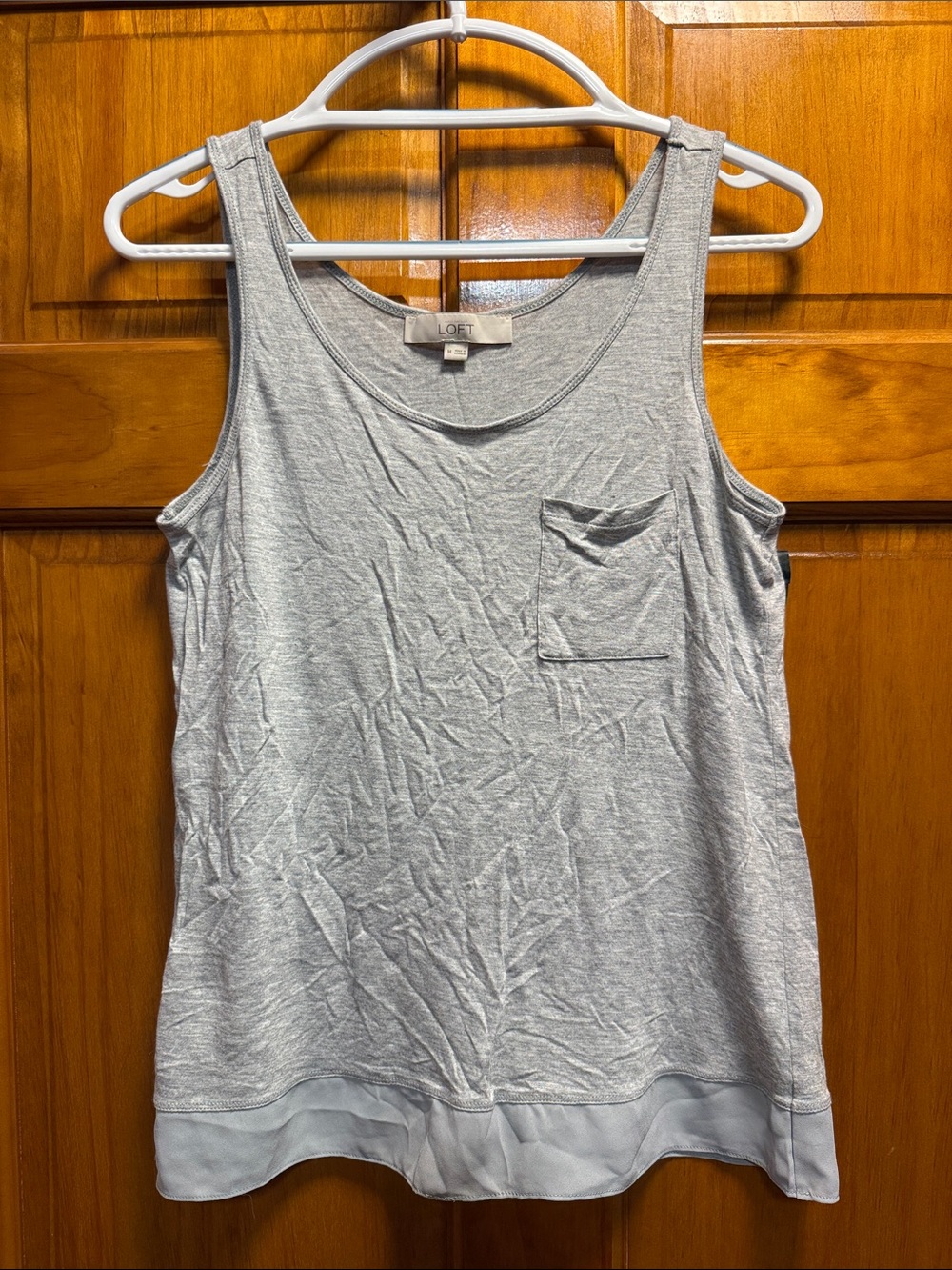 LOFT Light Gray Scoop Neck Tank with Pocket